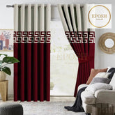 2 Pieces Premium splendid velvet curtain & 2 Belts (Maroon/Light Grey)